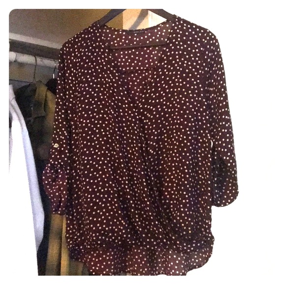 allan surplice rolltab high low blouse